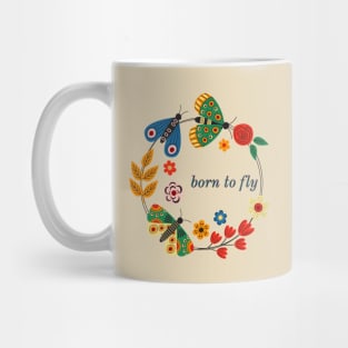 Whimsical Butterfly Adventure: Born to Fly Tribal Design for Explorers & Toddlers Mug